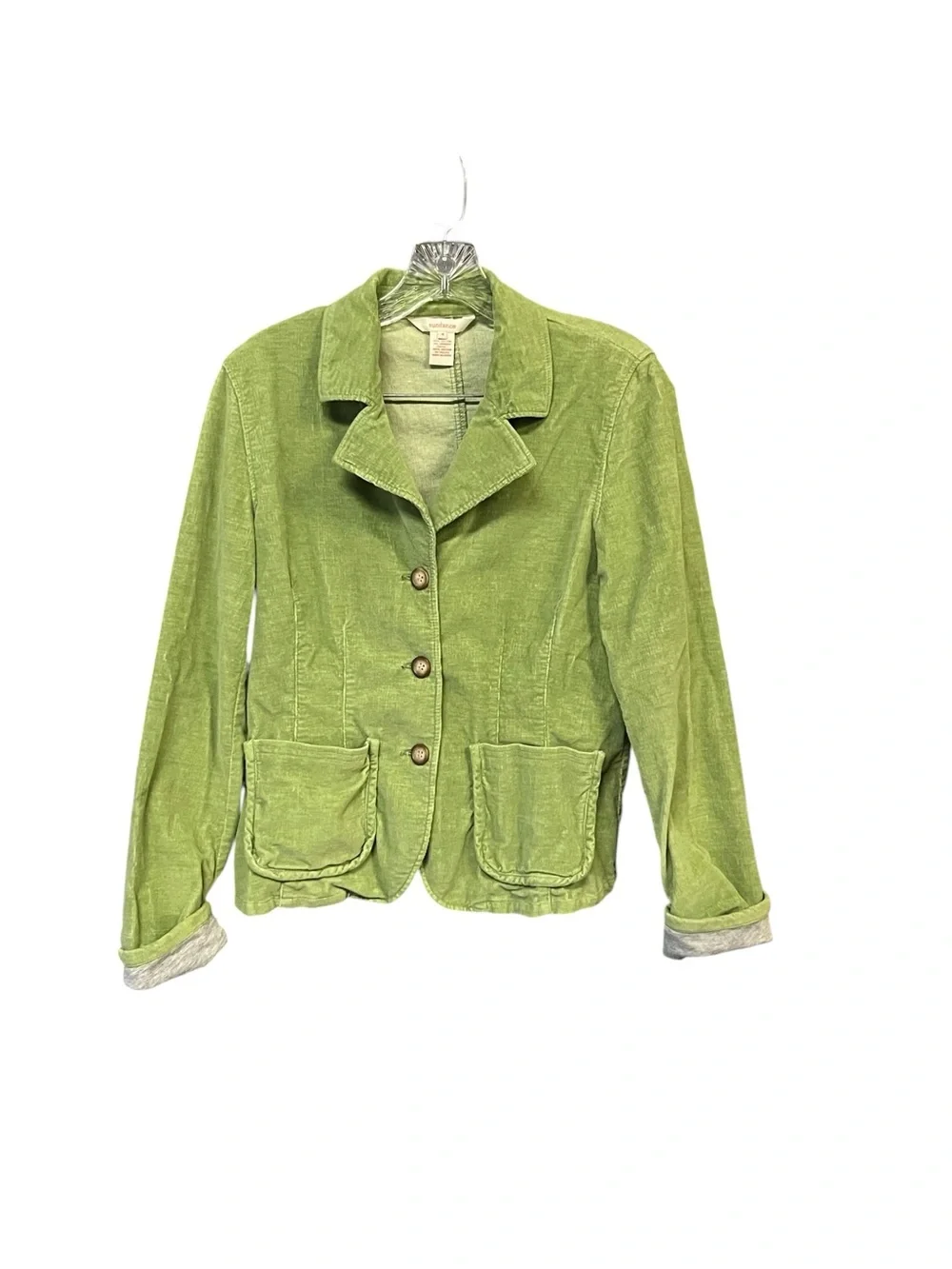 Sundance Women’s Size 4 Green Corduroy Blazer Jacket Stretch Cotton Pockets